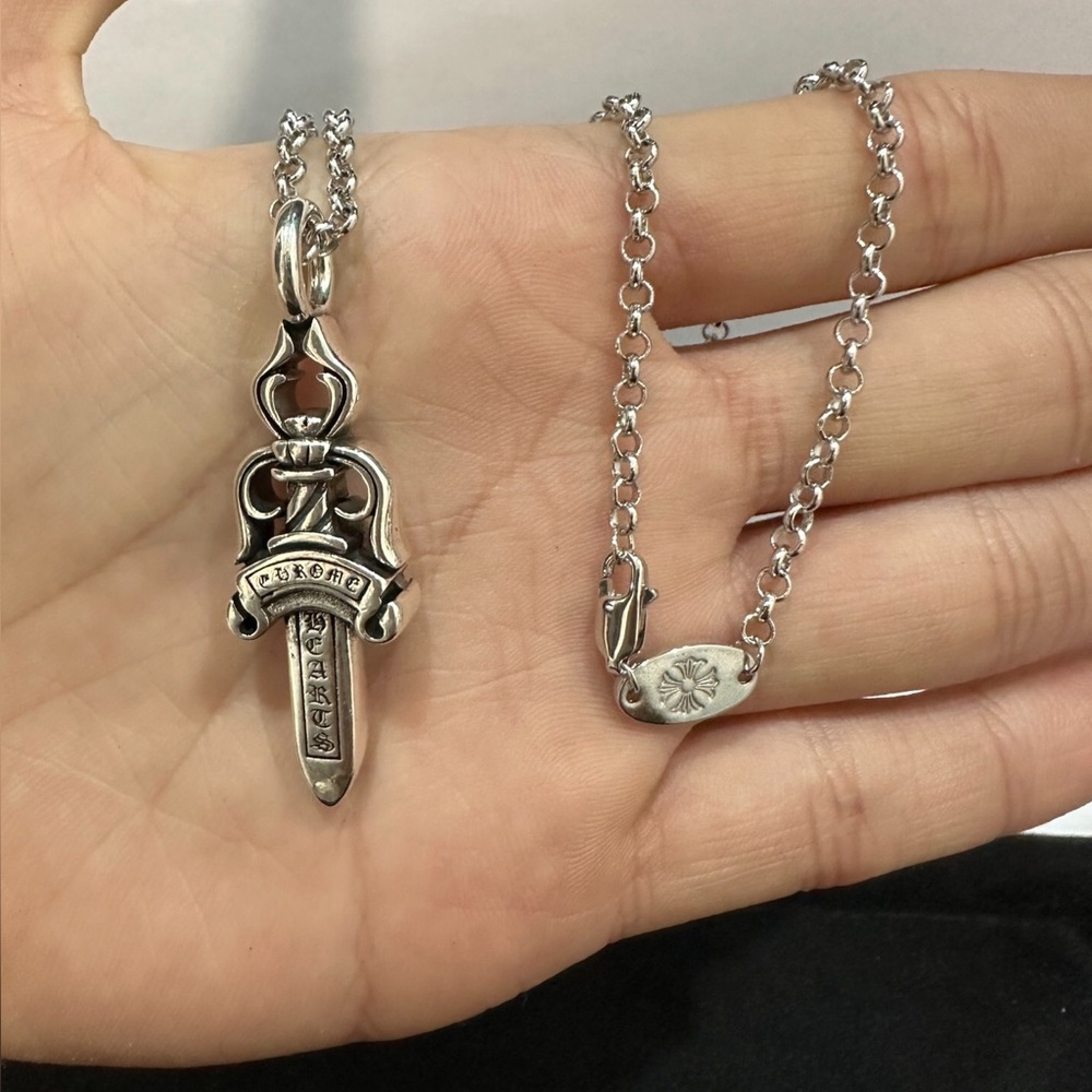 Chrome Hearts Silver Sword Pendant Necklace